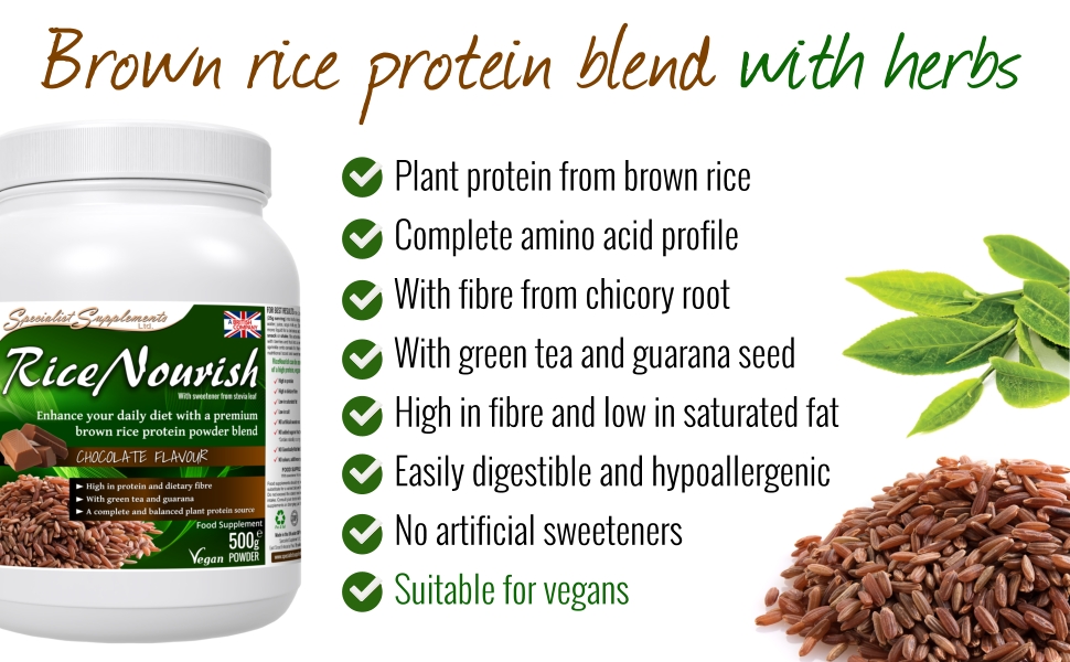 Rice protein powder with herbs