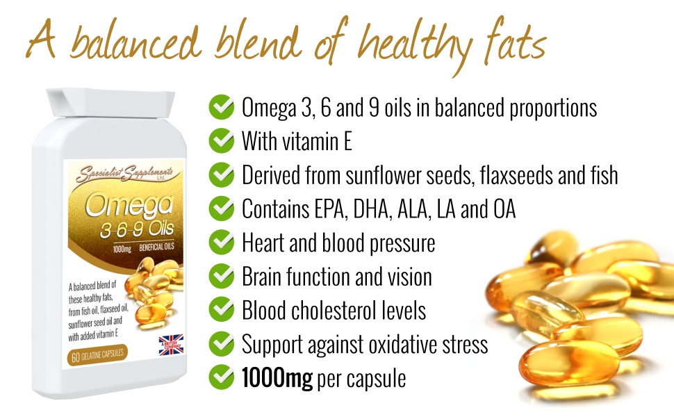 omega oil supplement, healthy fats, omega 3, omega 6, omega 9, DHA, LA, EPA, vitamin E, brain, heart